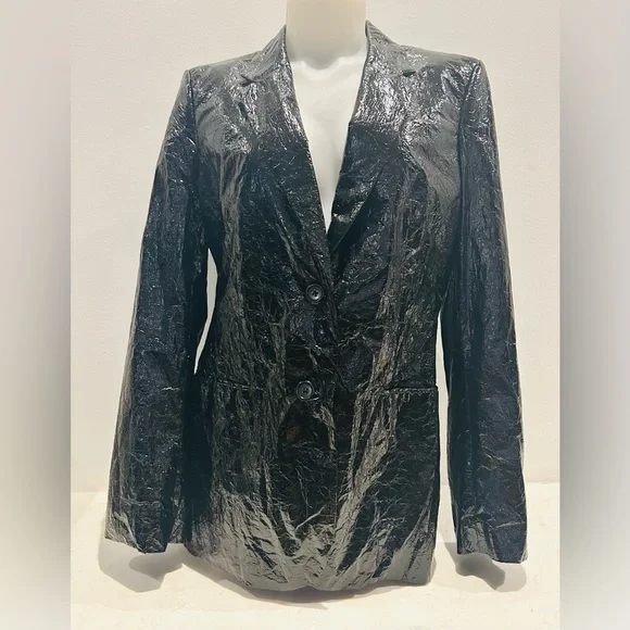 Black shiny  blazer. Women’s Helmut Lang wet-look black jacket/blazer 8 - Picture 12 of 16